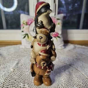 Christmas totem pole Bear, Reindeer & Penguin
